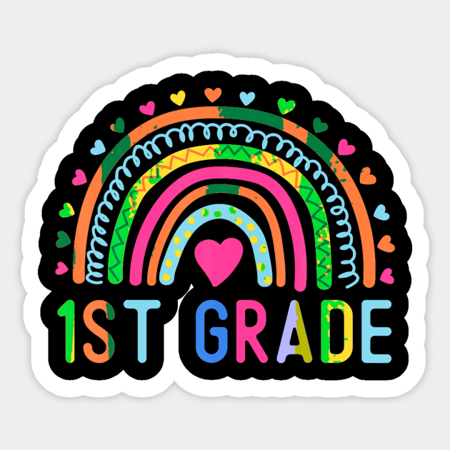 1St Grade Rainbow Girls Boys Eacher Hello First Grade Squad Sticker by Hot food